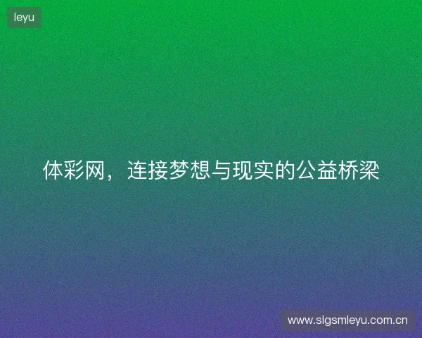 体彩网，连接梦想与现实的公益桥梁